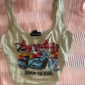 Streetwear Society Cream Graphic Crop Tank Top